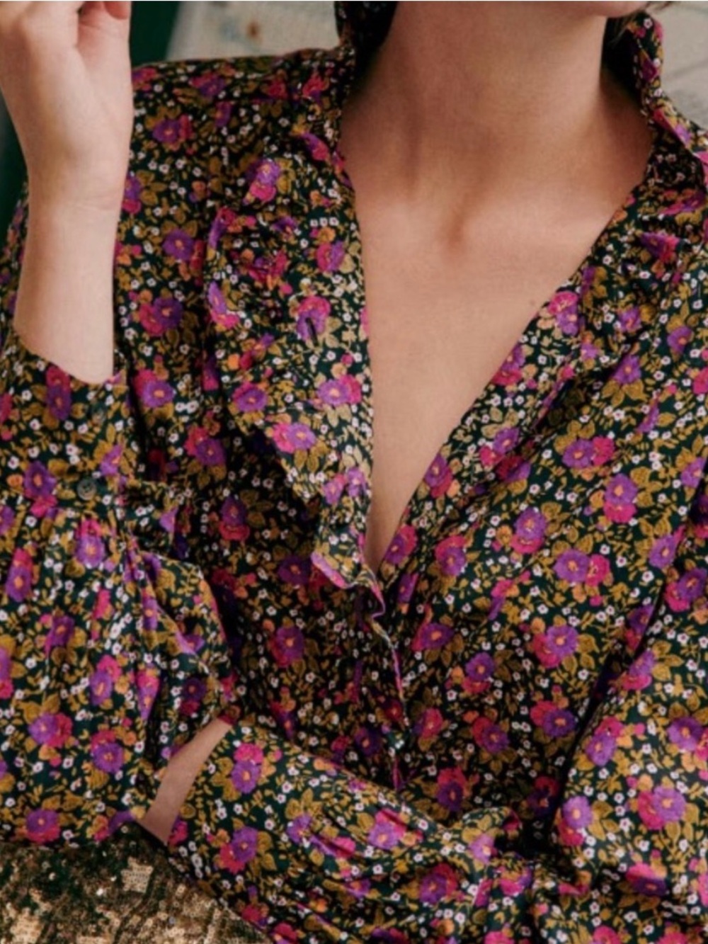 Sezane Chlo Shirt Woodland Flowers - Picture 2 of 11